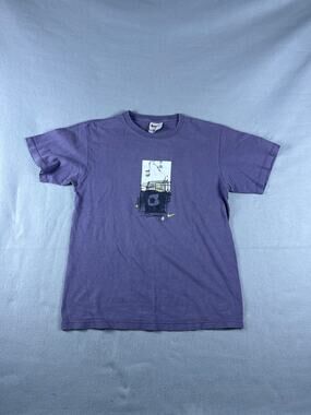 Vintage 90s Nike Soccer T-Shirt Youth L Purple Single Stitch Sports Graphics USA